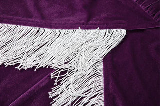 Halter v neck velvet tassels slit backless maxi dress