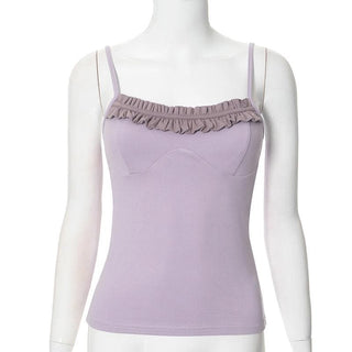 U neck ruffle ruched cami top