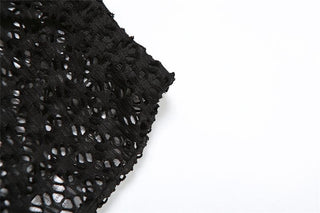 Long flared sleeve hollow out see through crop pant set