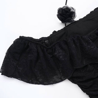 Halter self tie cross front lace ruched off shoulder top