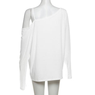 One shoulder long sleeve "33" print top