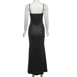 Polka dot ruched cami maxi dress