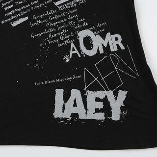 Short sleeve letter print irregular round neck top