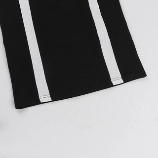 Long sleeve off shoulder contrast backless maxi dress