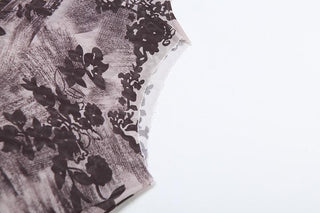 Sleeveless high neck print sheer mesh top