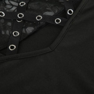 Long sleeve crewneck hollow out cut out top