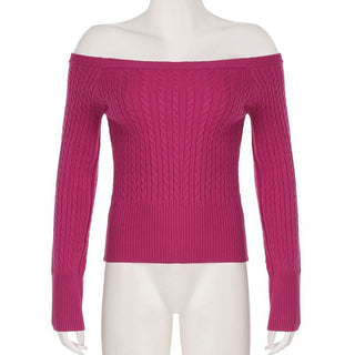 Long sleeve off shoulder solid sweater top