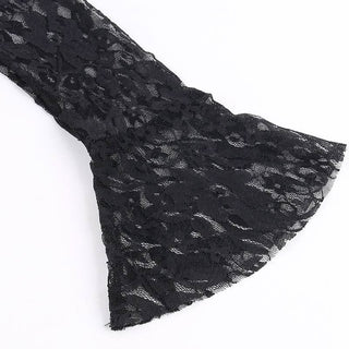 Long flared sleeve lace cross front bodysuit