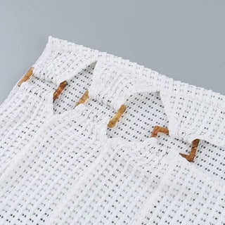 Halter hollow out slit self tie irregular cut out midi skirt set