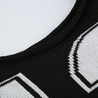 Long sleeve off shoulder "12" print knitted top