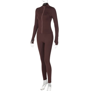 High neck long sleeve zip-up pant set