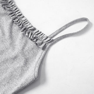 Ruffle backless ruched solid cami top