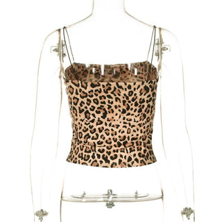 Spaghetti strap leopard print cami top