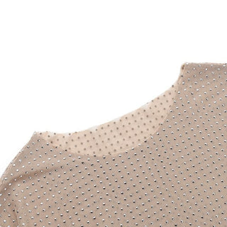 Long sleeve sheer mesh beaded crewneck top