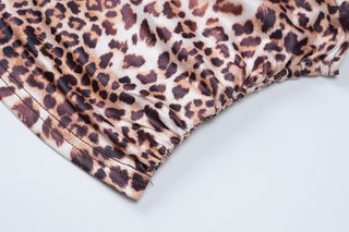 Leopard print halter backless crop top