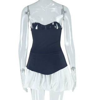 Sweetheart neck patchwork backless tube mini dress