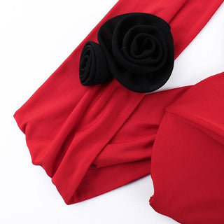 Off shoulder flower applique bustier top