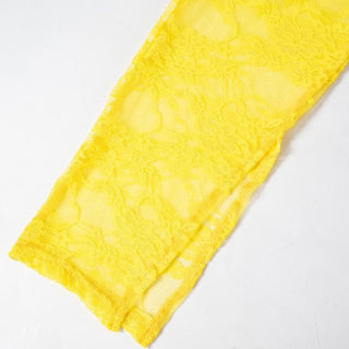 Lace hollow out ruched see through tube pant set