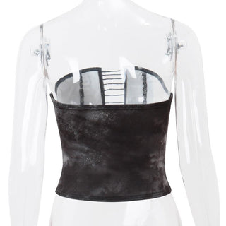 Tie dye hollow out tube crop cut out top
