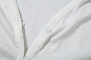 Long sleeve textured ruffle button short pant set