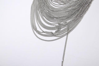 Metal chain see through o ring halter backless crop top