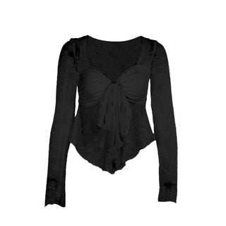 Long sleeve knotted flower pattern top