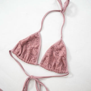 Long sleeve lace hollow out self tie 2 piece mini skirt set