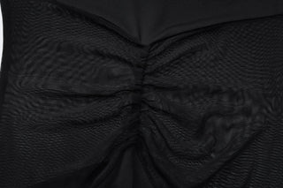 Long sleeve crewneck mesh patchwork maxi dress