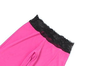 Lace mesh ruffle sweetheart neck cami pant set