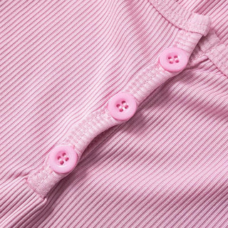 Square neck button ribbed tank top