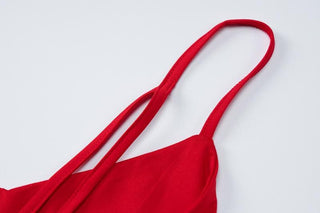 U neck ruched cross back cami jumpsuit