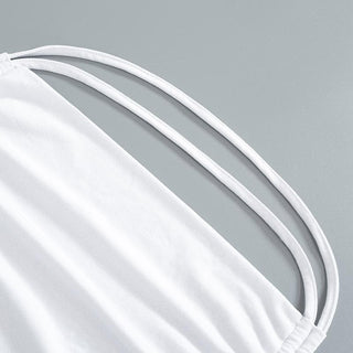 Halter cowl neck backless self tie solid top