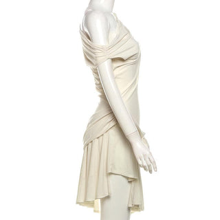 One shoulder ruched solid slit mini dress