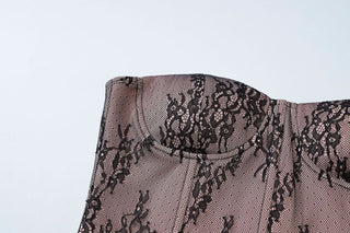 Sweetheart neck bustier lace zip-up tube top