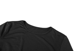 Long sleeve crewneck o ring slit solid maxi skirt set