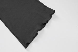 Long flared sleeve crewneck padded drawstring mini dress