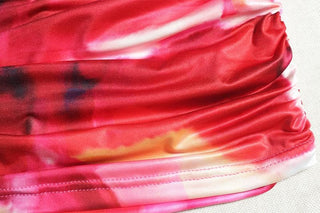 Halter tie dye cowl neck ruched mini dress