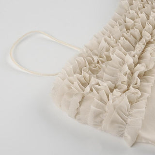 Ruched ruffle sheer mesh cami top