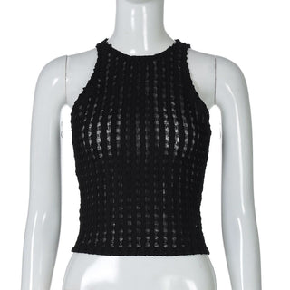 Sleeveless crewneck textured tank top