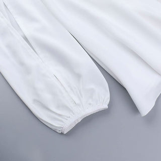 Long sleeve self tie square neck smocked mini dress