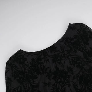 Round neck long sleeve self tie flower print maxi dress