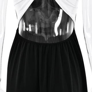 U neck ruched contrast cross back backless cami maxi dress