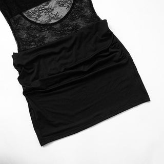 Long sleeve lace crewneck patchwork ruched mini dress