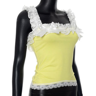 Off shoulder lace hem bowknot ruffle top