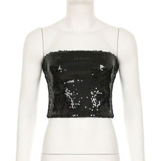 Glitter backless solid tube top