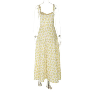 Self tie flower print cami maxi dress