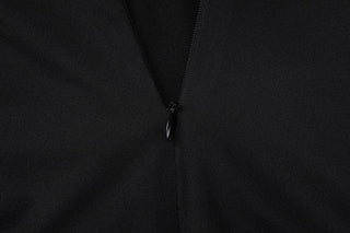 Long sleeve hollow out gloves solid zip-up jumpsuit