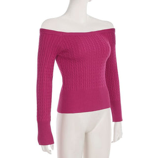 Long sleeve off shoulder solid sweater top