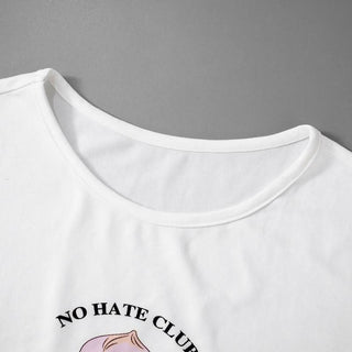 Crewneck short sleeve doll pattern contrast top