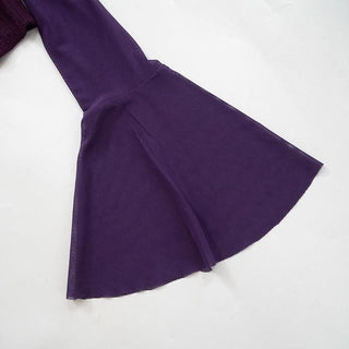 Long flared sleeve irregular mesh patchwork print top